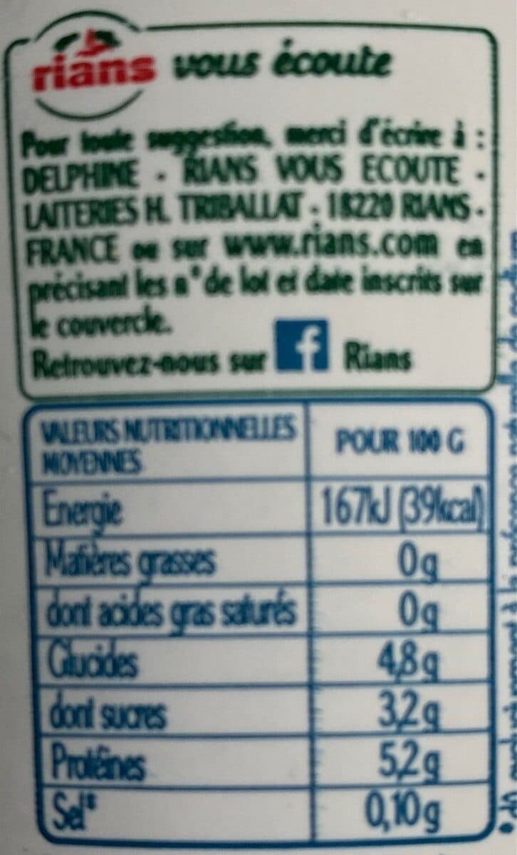 Rians La Faisselle 0% fromage blanc de campagne packshot