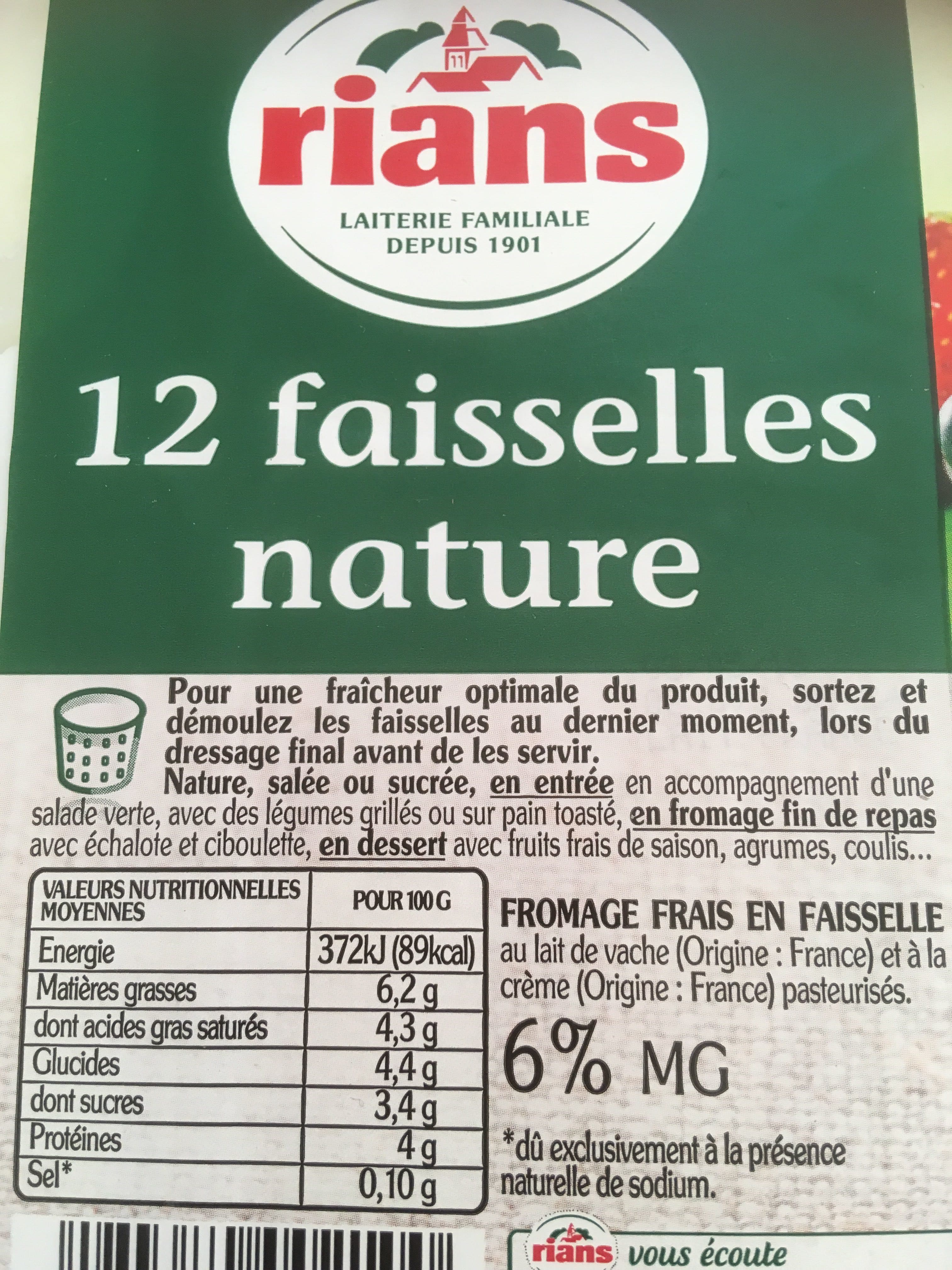 Rians Faisselles nature packshot
