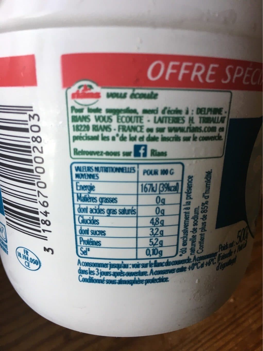 Rians Faisselle Rians 0% Offre Spéciale packshot