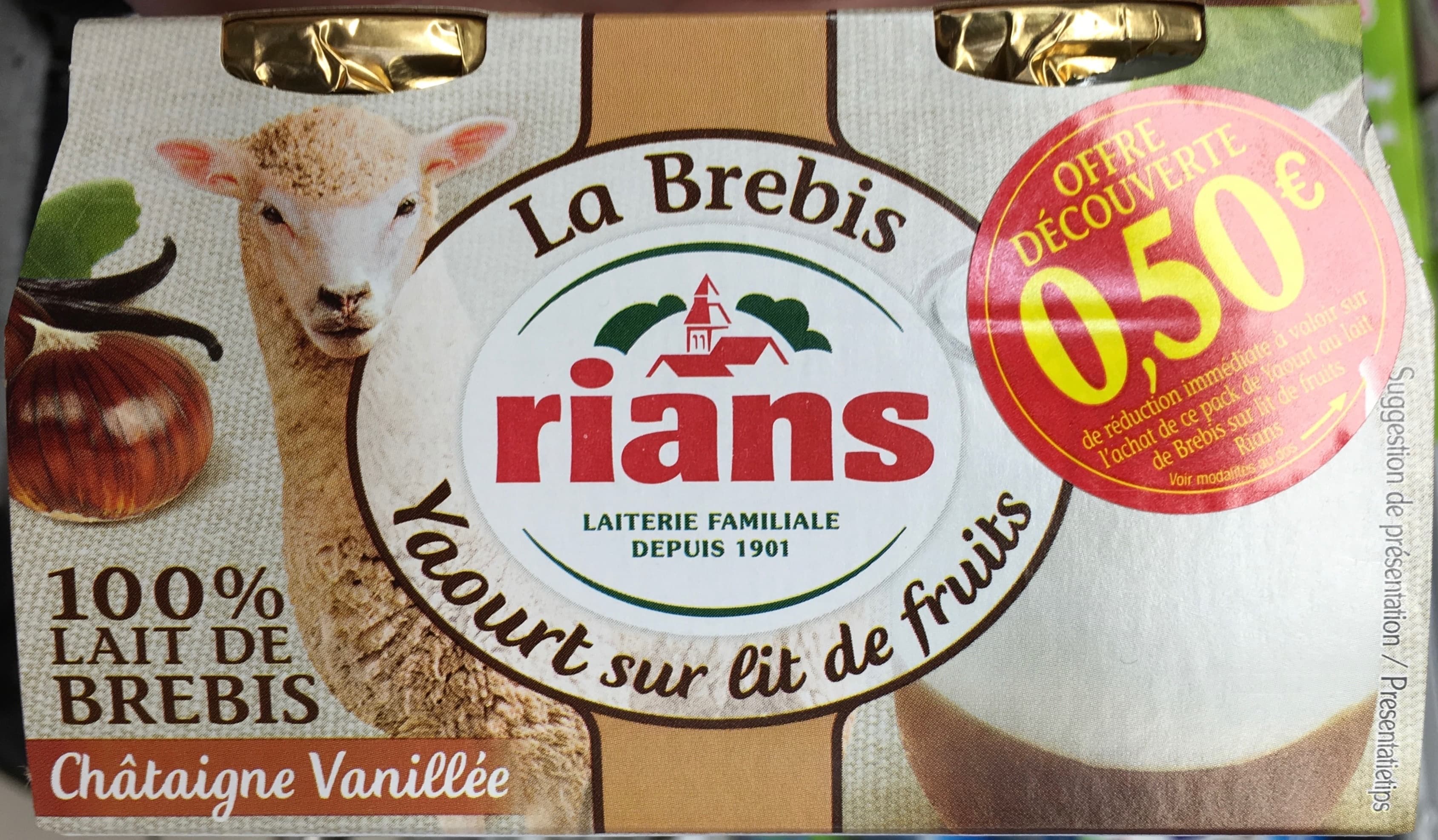 Rians La Brebis Yaourt sur lit de fruits Châtaigne Vanillée packshot
