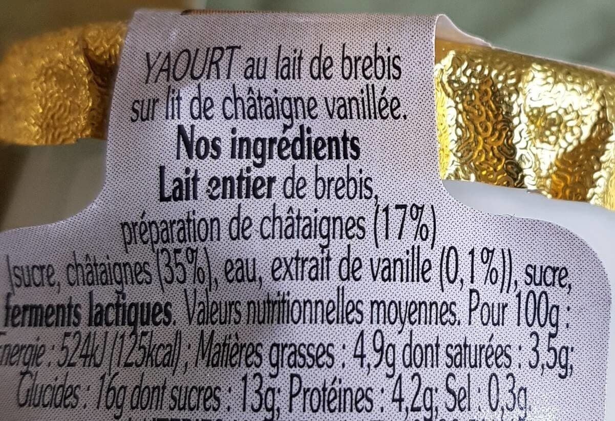 Rians Yaourt lait de brebis chataigne vanille packshot