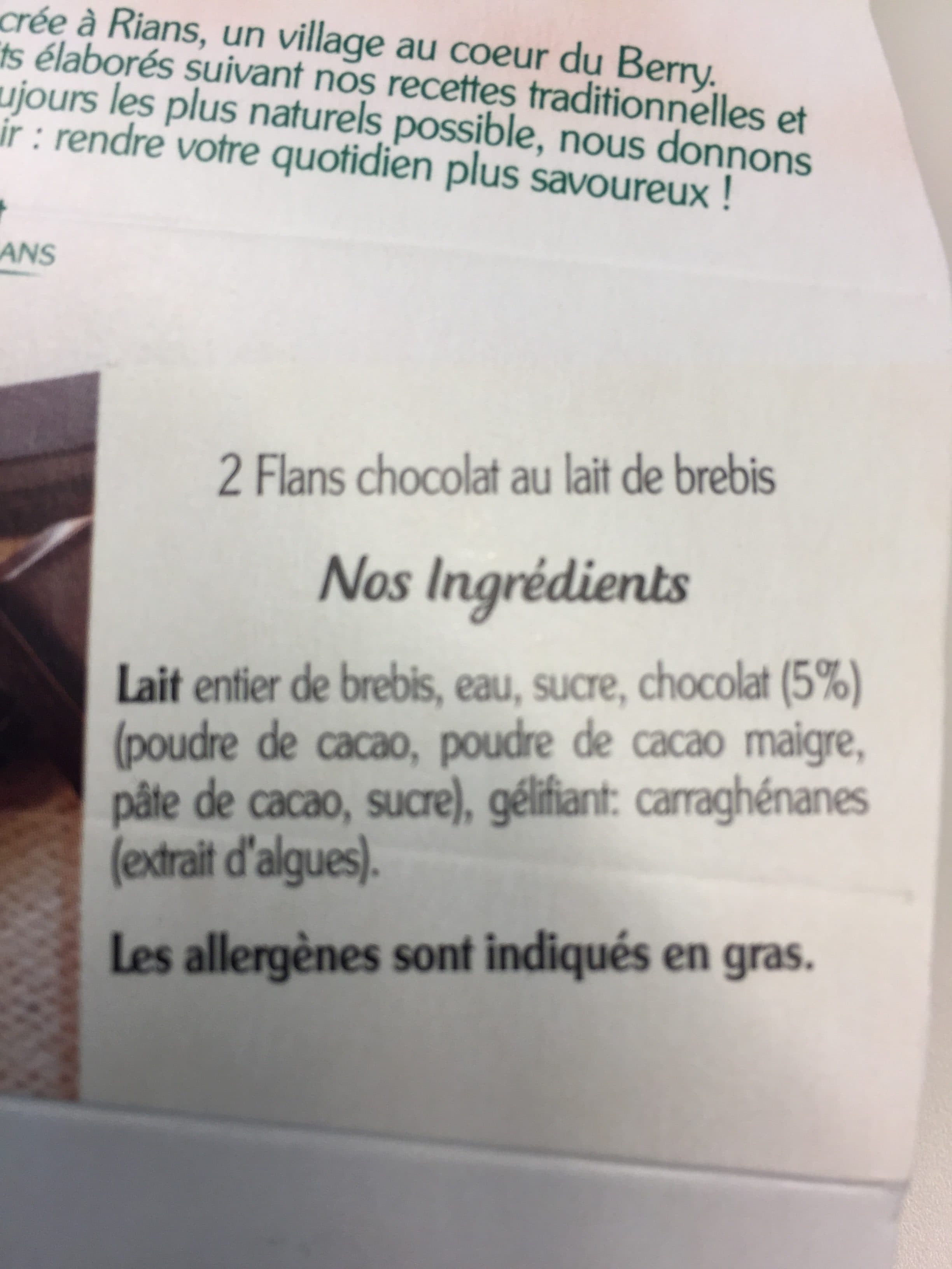 Rians Le Flan Chocolat Lait de Brebis packshot