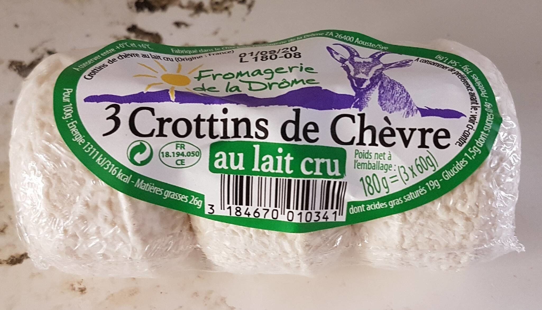 Fromagerie de la Drôme 3 Crottins de Chèvre au lait cru packshot
