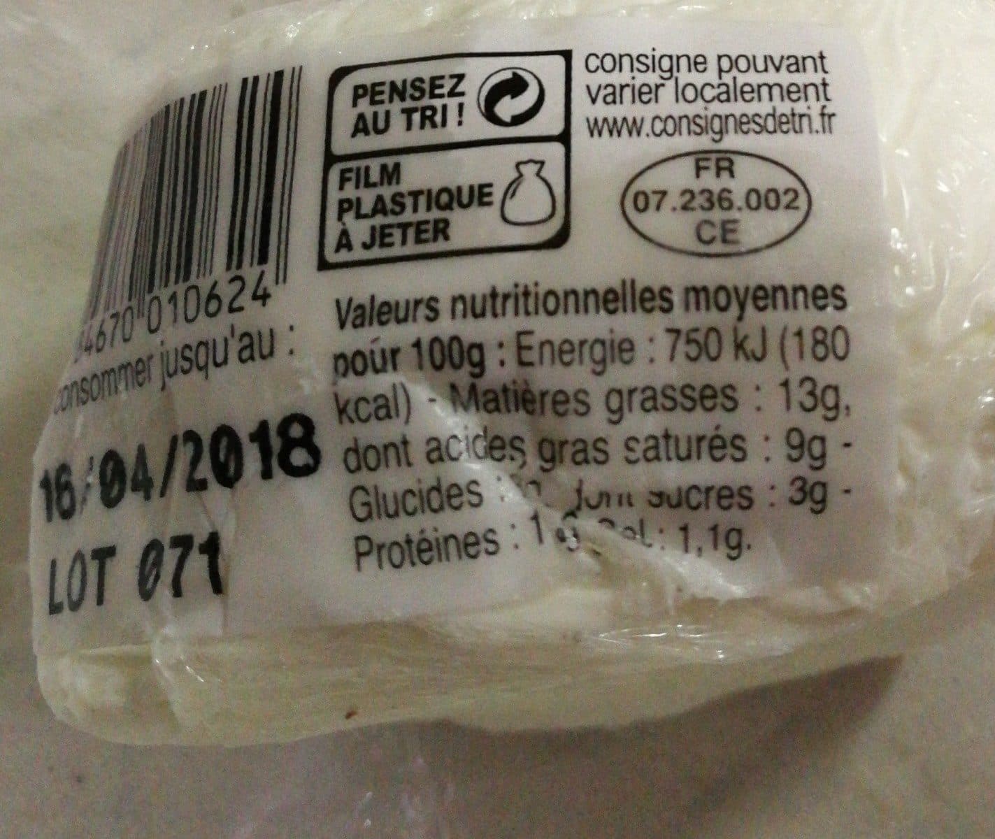 Open Food Facts Fromage de chèvre frais au lait pasteurisé packshot