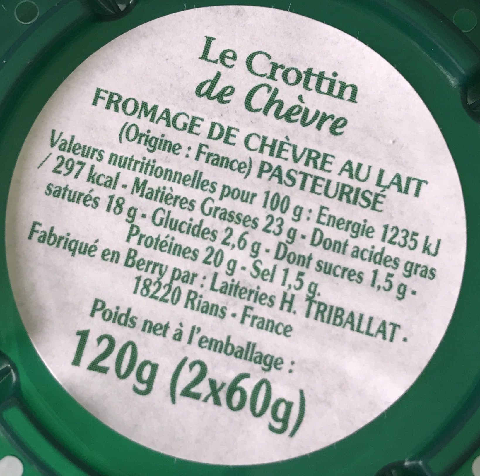 Rians Rians Fromage Le Crottin de chèvre les 2 fromages de 60 g packshot