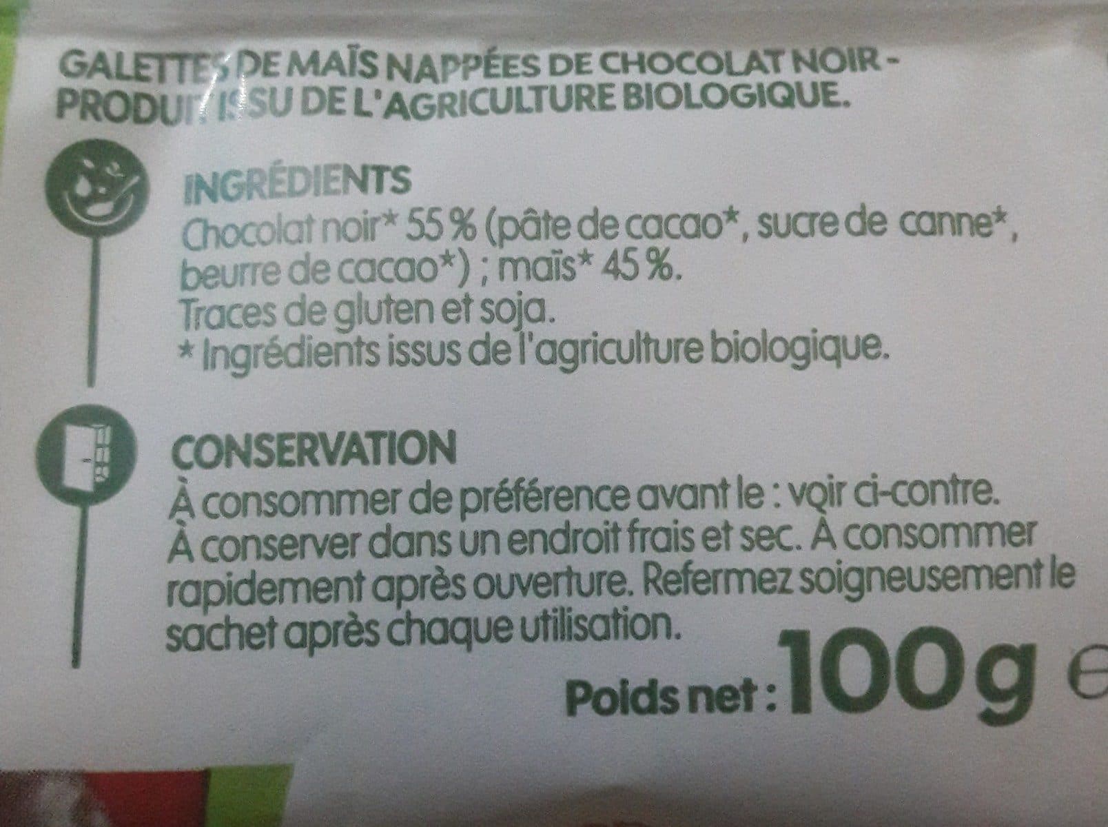 Open Food Facts Galette de maïs chocolat noir packshot