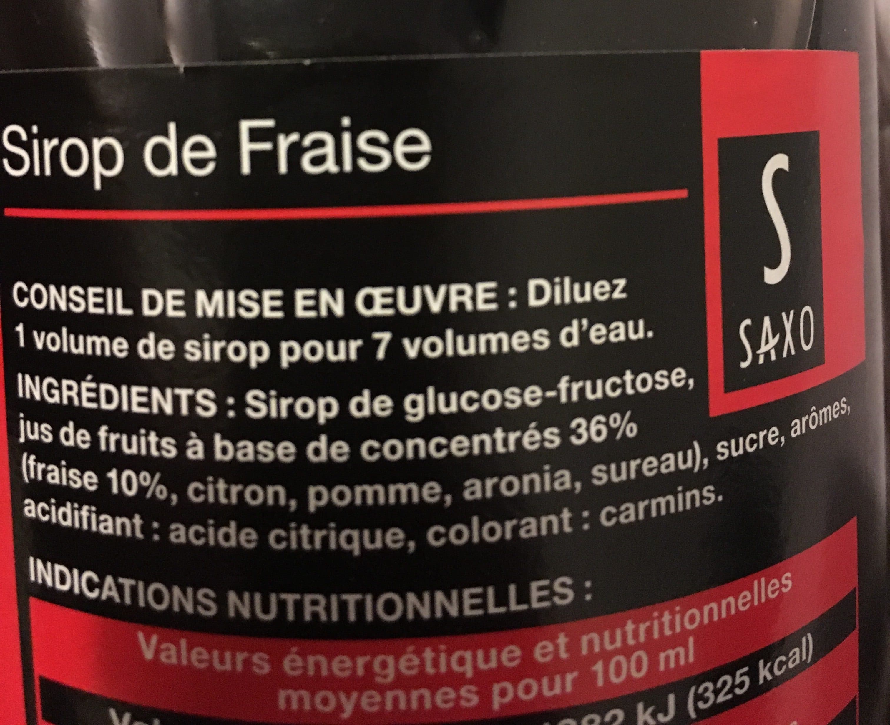 Saxo Blle 1L Sirop Fraise Saxo packshot