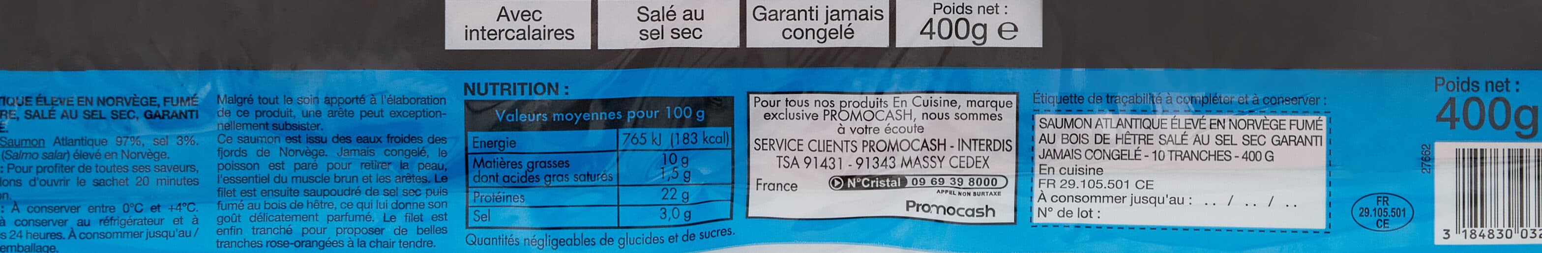 Carrefour SAUMON ATLANTIQUE FUME DE NORVEGE 10 tranches packshot