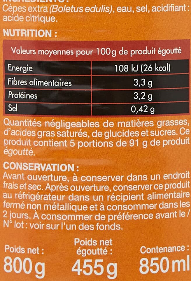 Carrefour Cèpes extra packshot