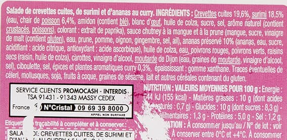 Carrefour Crevettes à l'indienne packshot