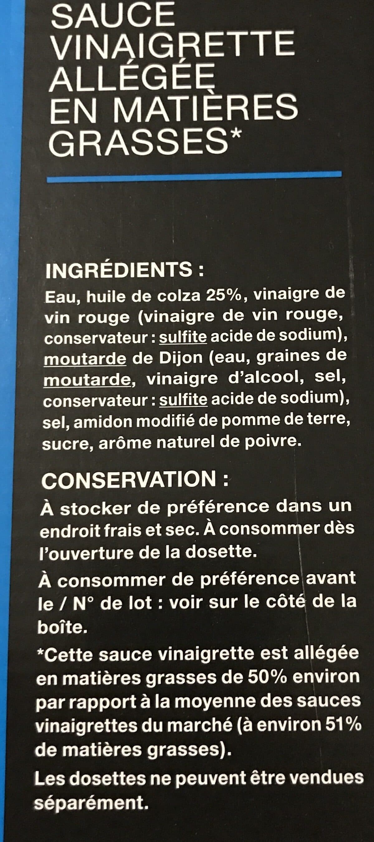 Carrefour Sauce vinaigrette allégée en matières grasses packshot