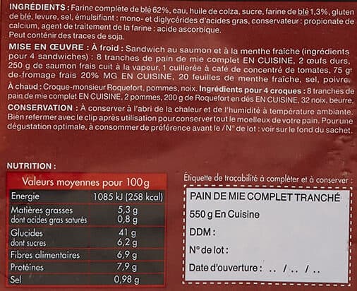 Carrefour Pain de mie Complet packshot