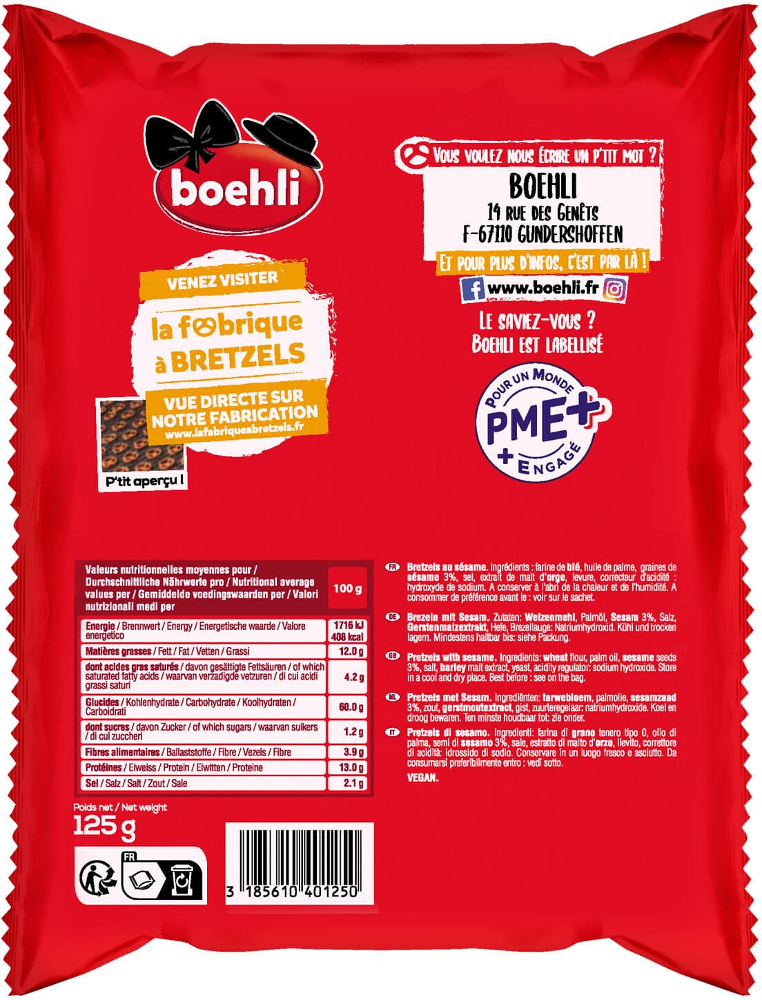 Boehli Sachet bretzels comtesse au sésame packshot