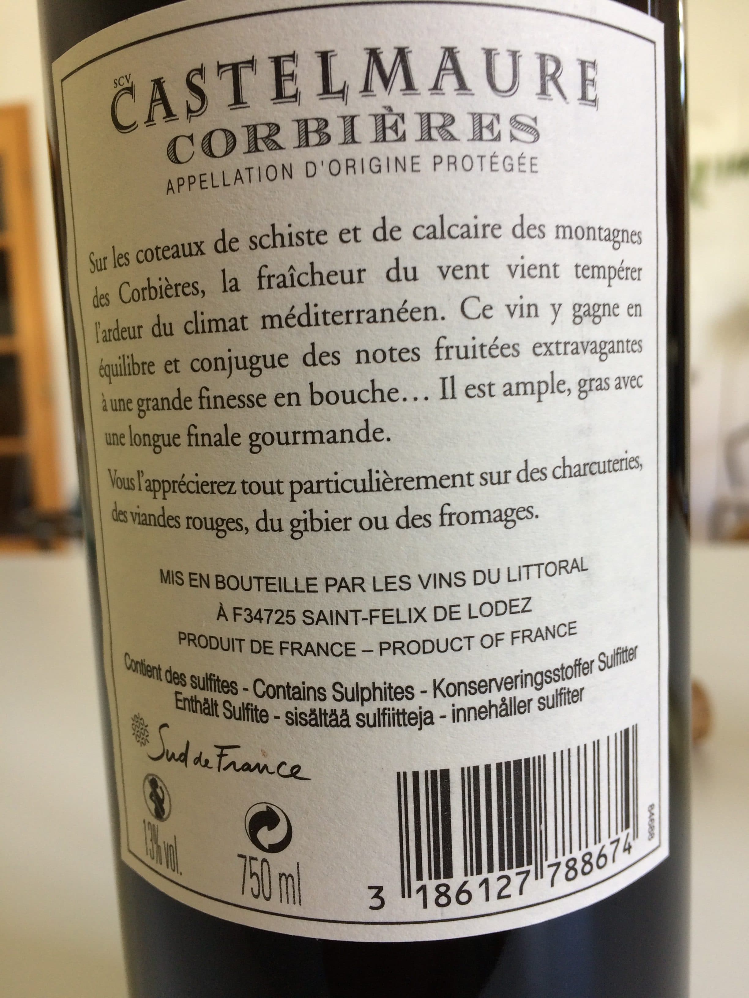 Castelmaure Corbières 2016 Les vins du littoral packshot