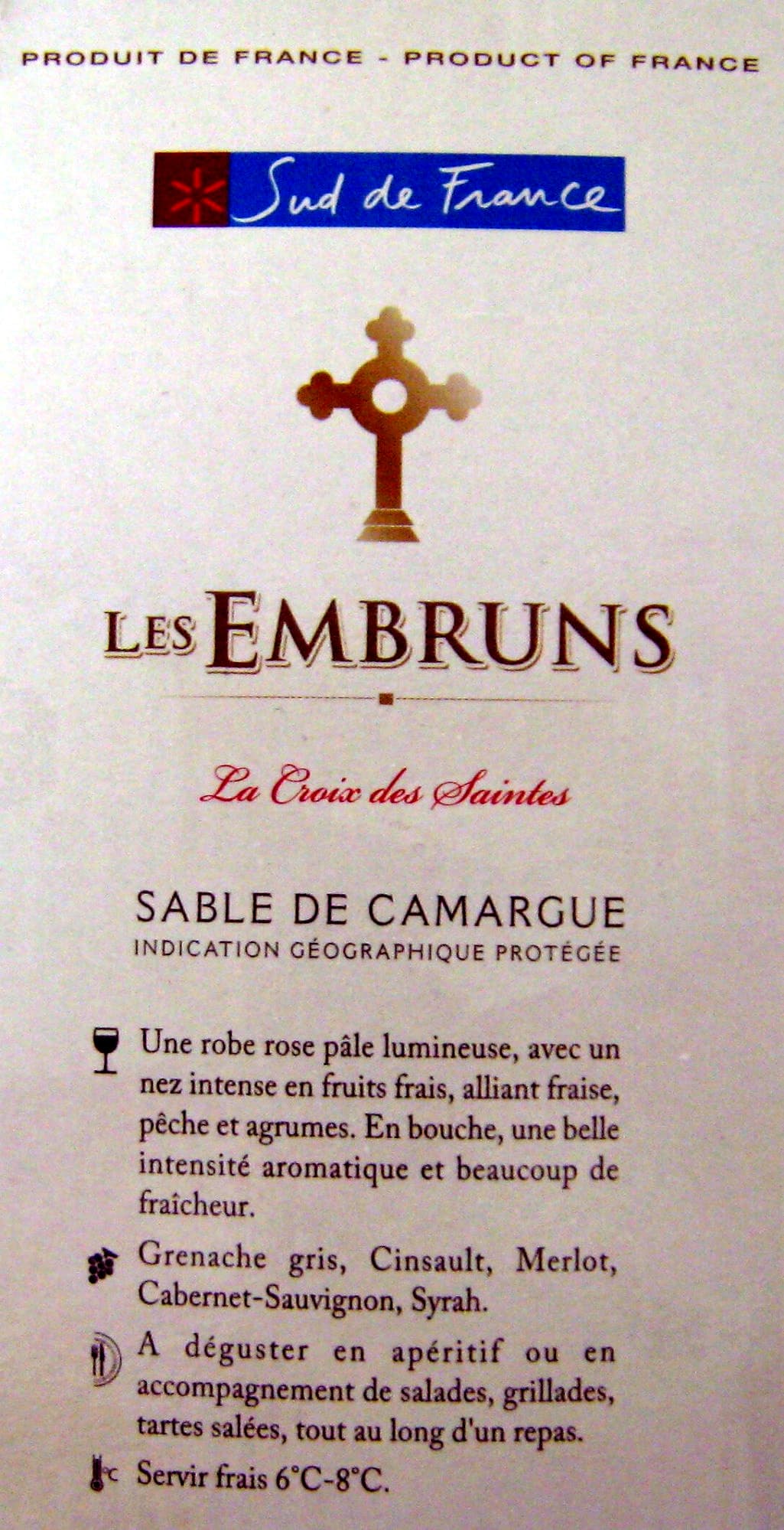 La Croix des Saintes Vin rosé Bio Les Embruns La Croix des Saintes packshot