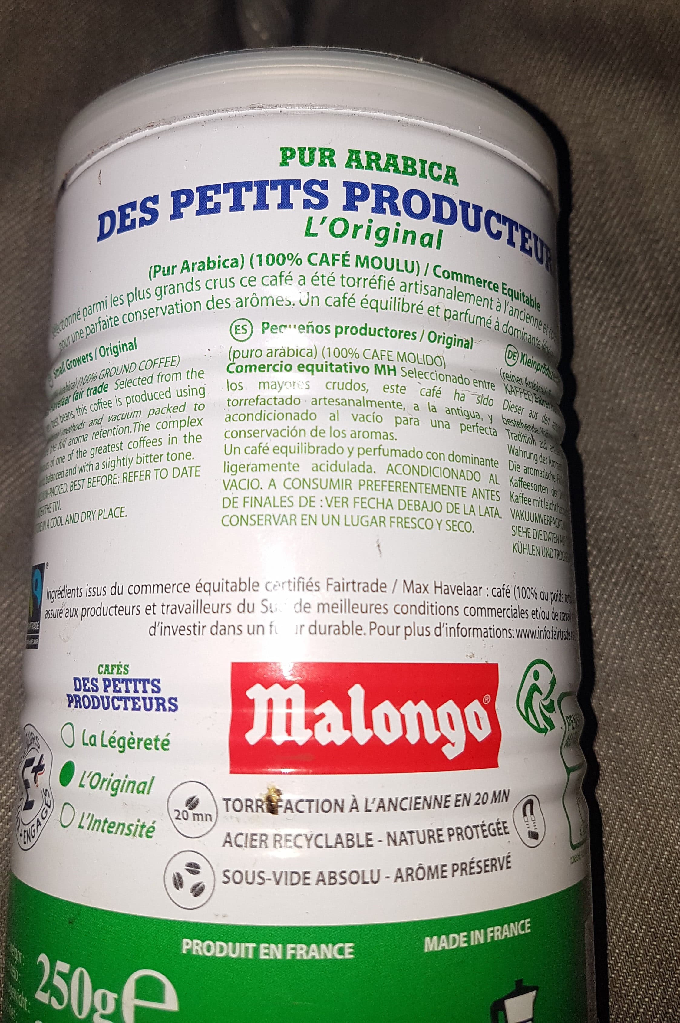 Malongo Café moulu pur arabica des petits producteurs packshot