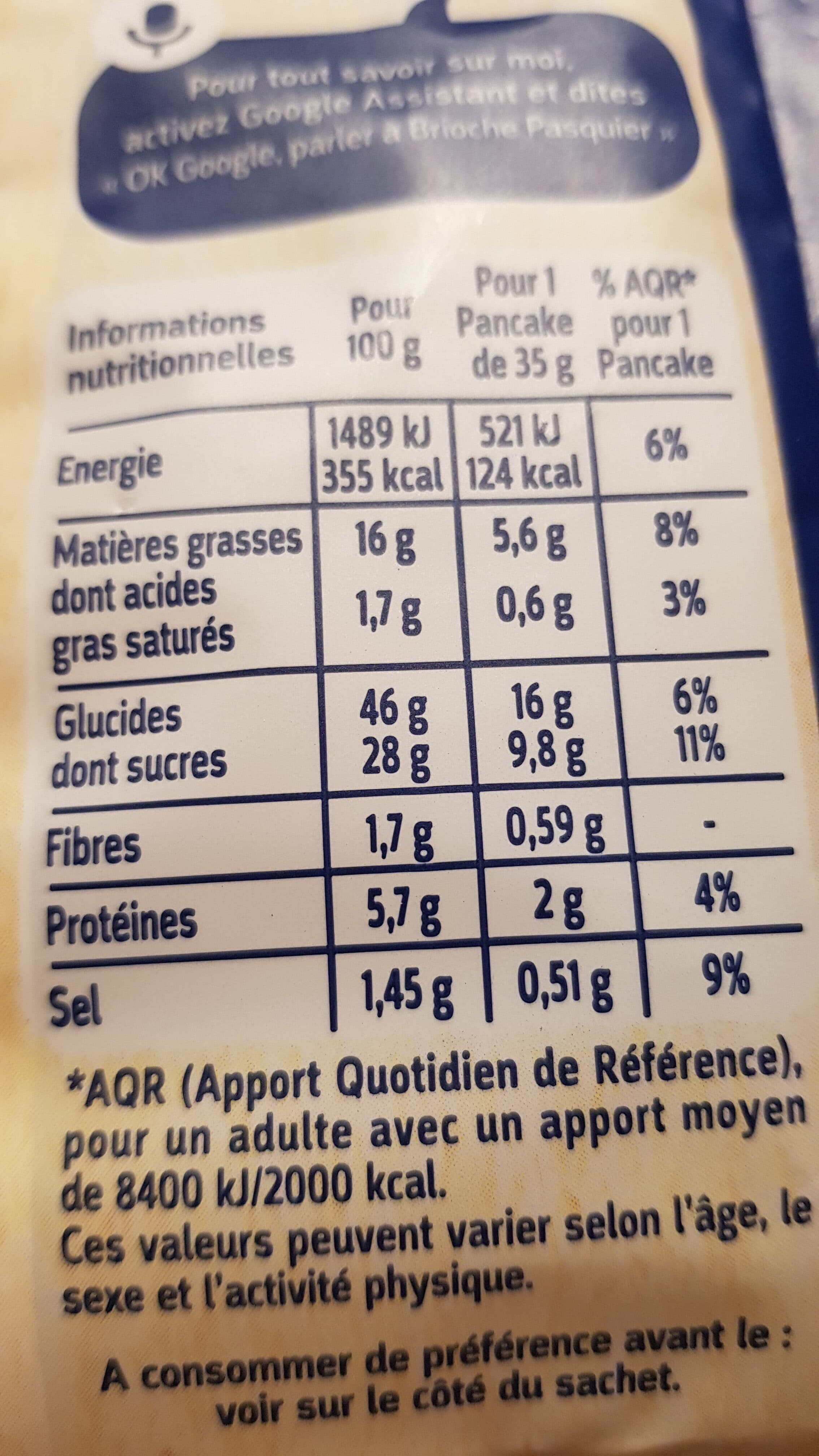 Brioche Pasquier Pancakes sans conservateurs Farine de blé issue de Moulins Français packshot