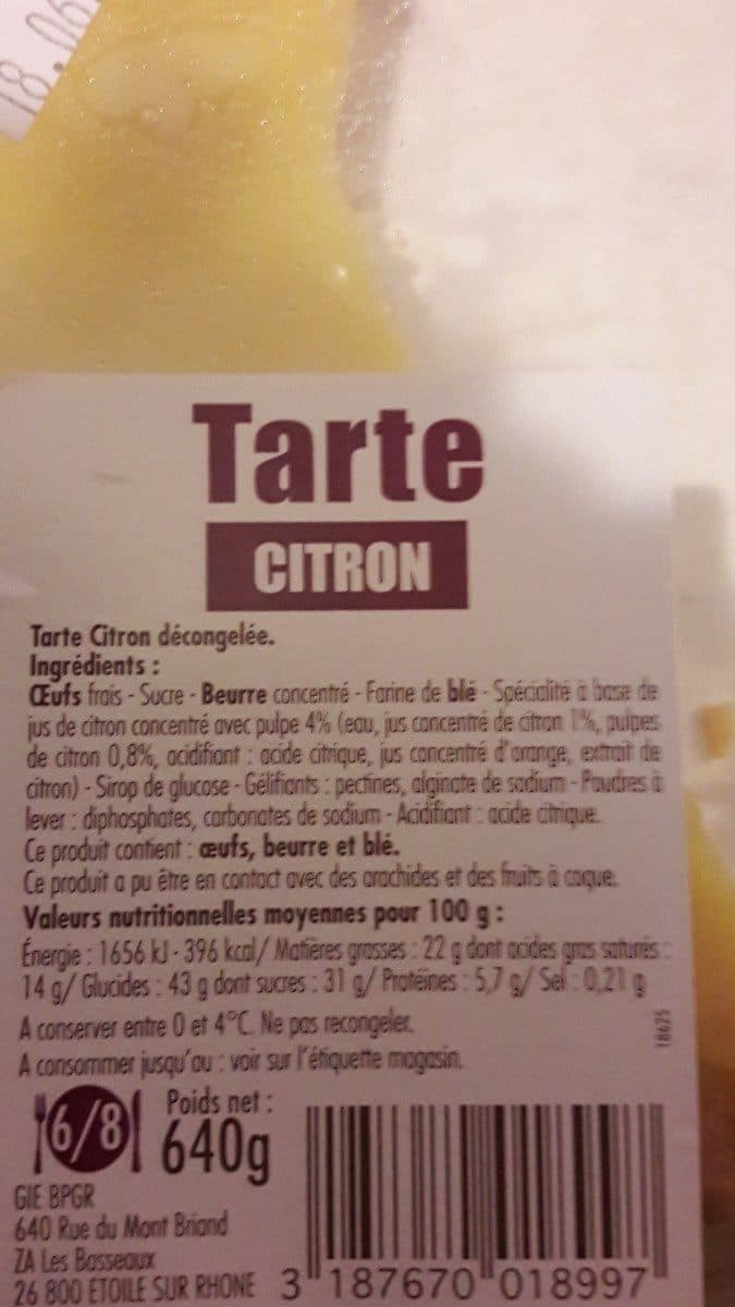 Open Food Facts Tarte citron packshot