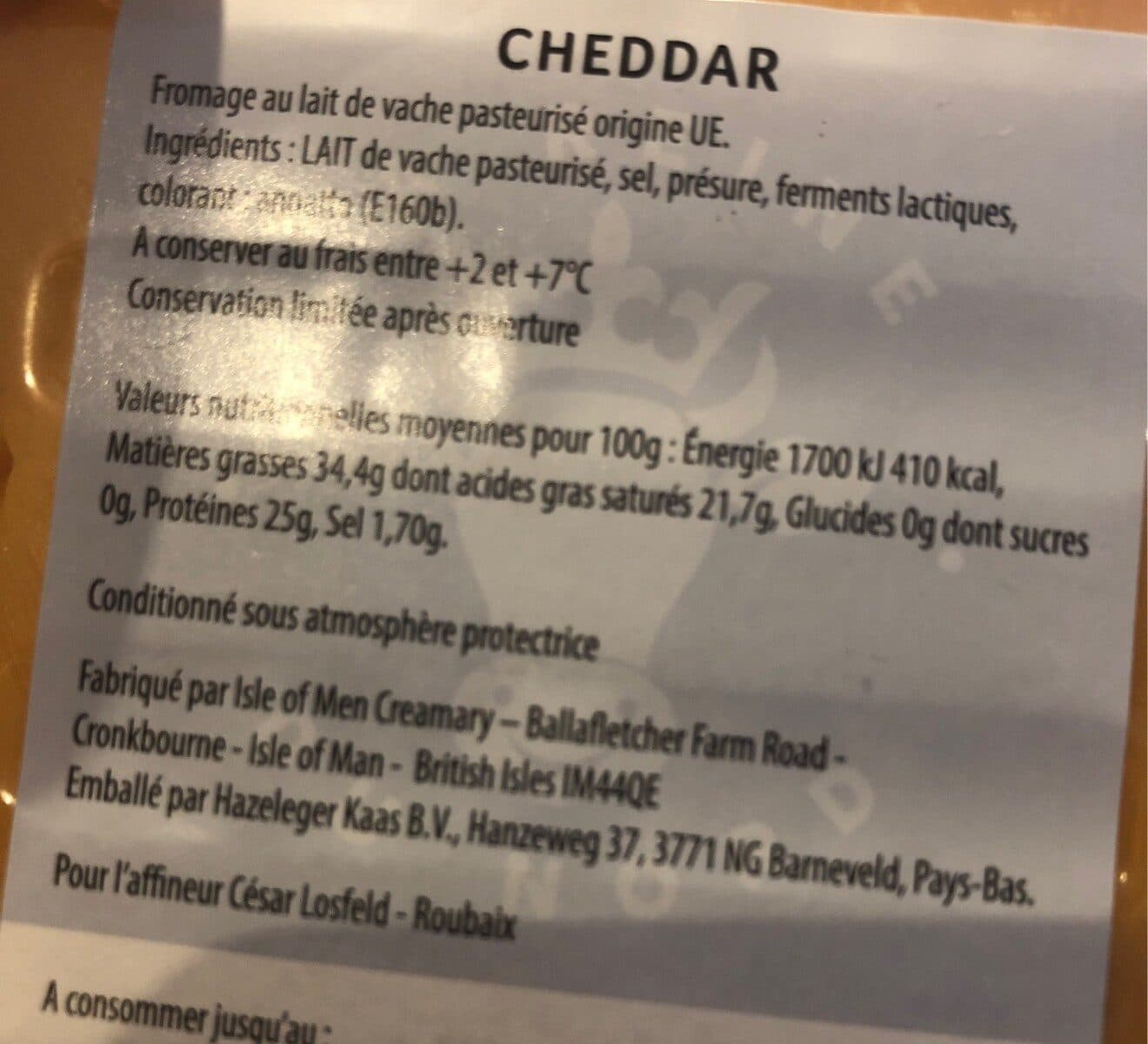 La Reine du Nord Cheddar packshot