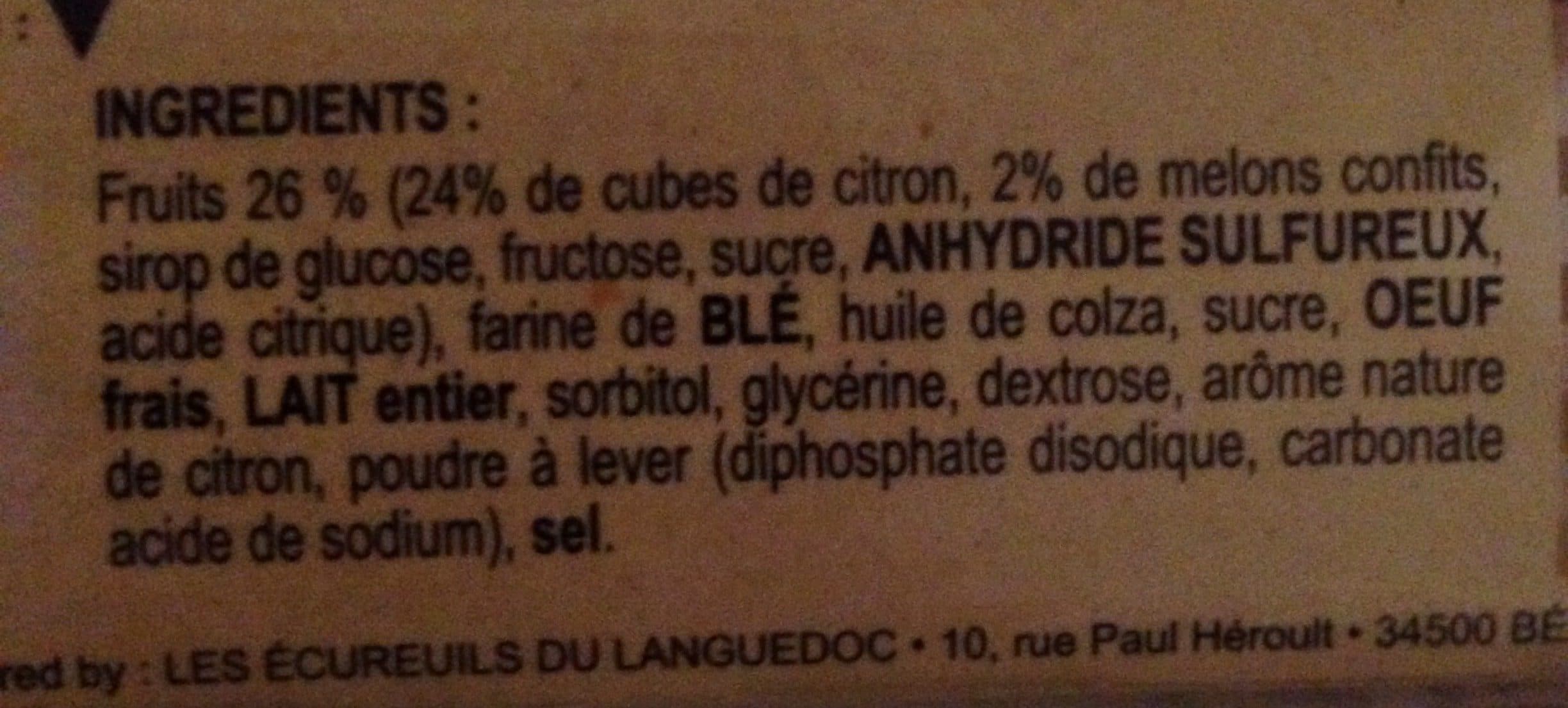 Les Ecureuils Cakes au citron Les Ecureuils packshot
