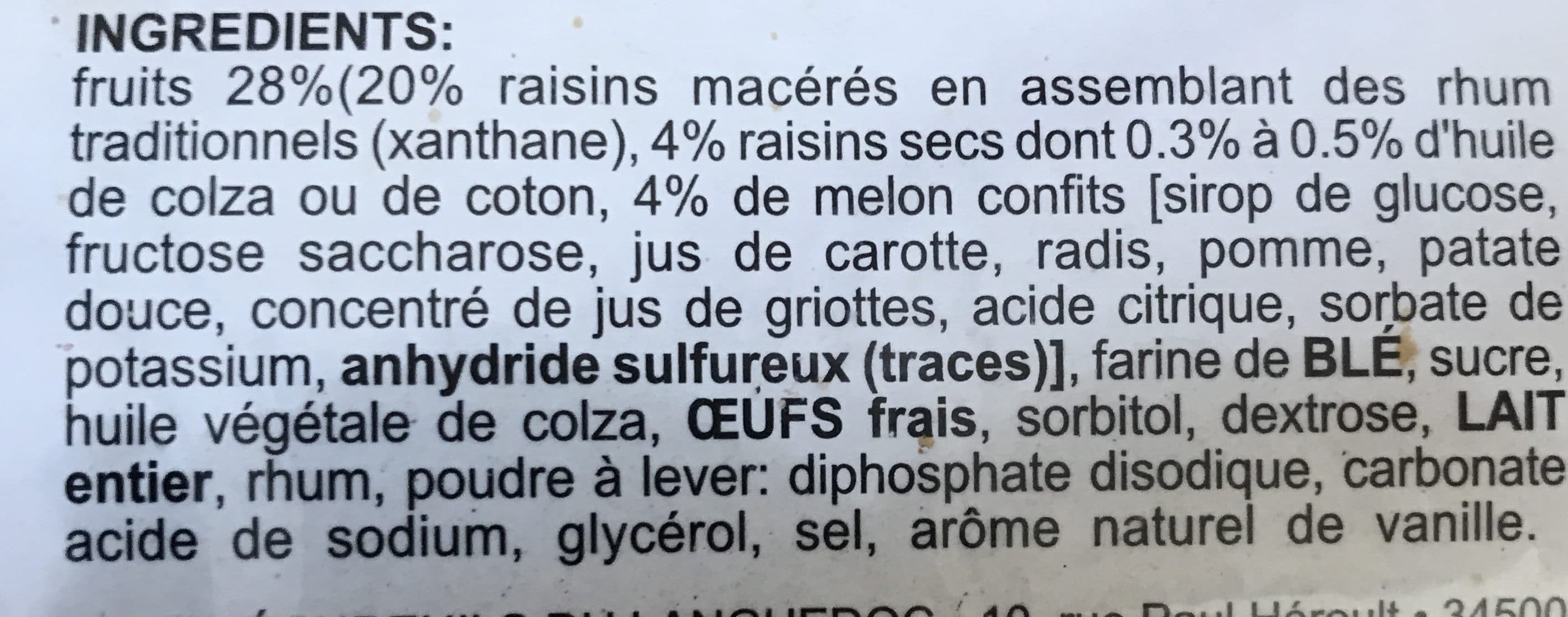 Les Ecureuils Du Languedoc Cakes rhum raisins Les Ecureuils packshot