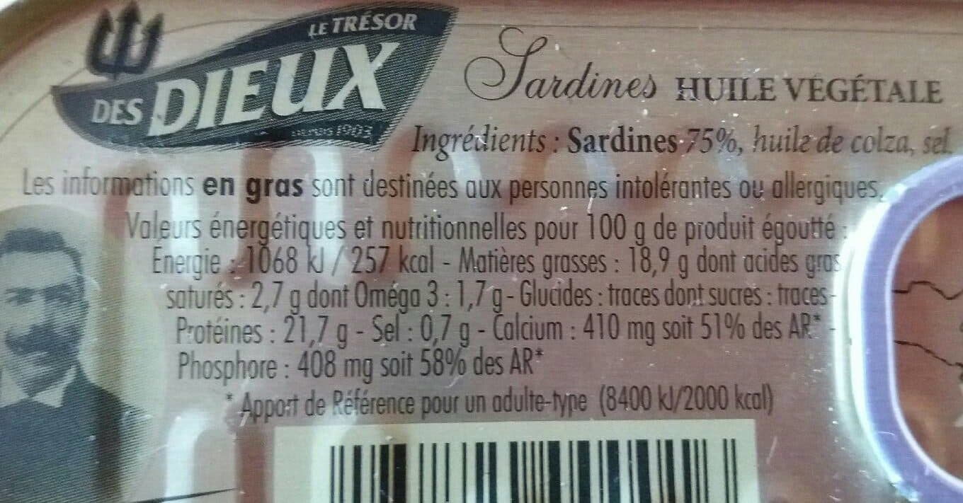 Le Trésor Des Dieux Sardine huile végétale packshot