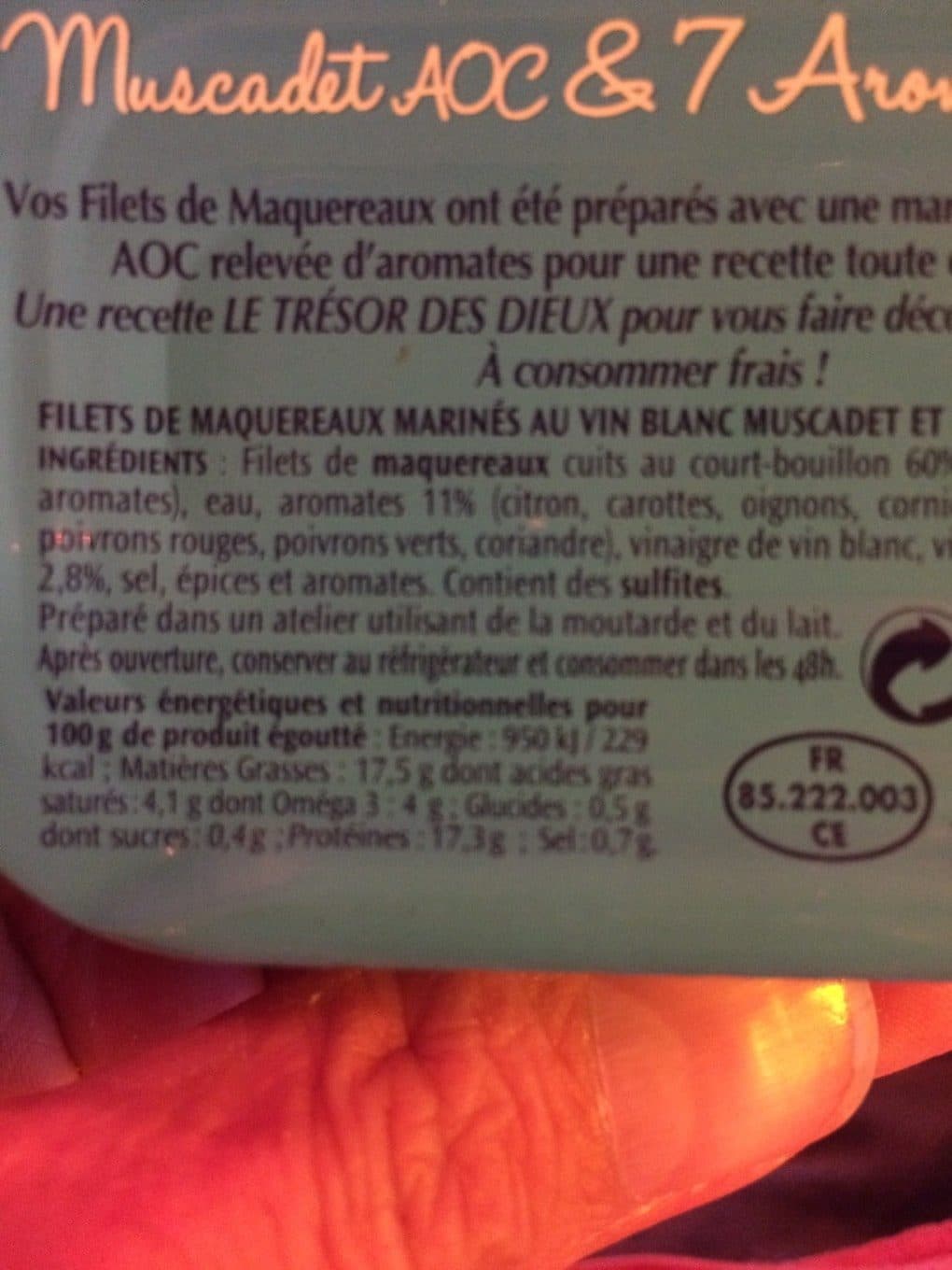 Les dieux Filets de maquereaux au muscadet les Dieux 1/6 packshot