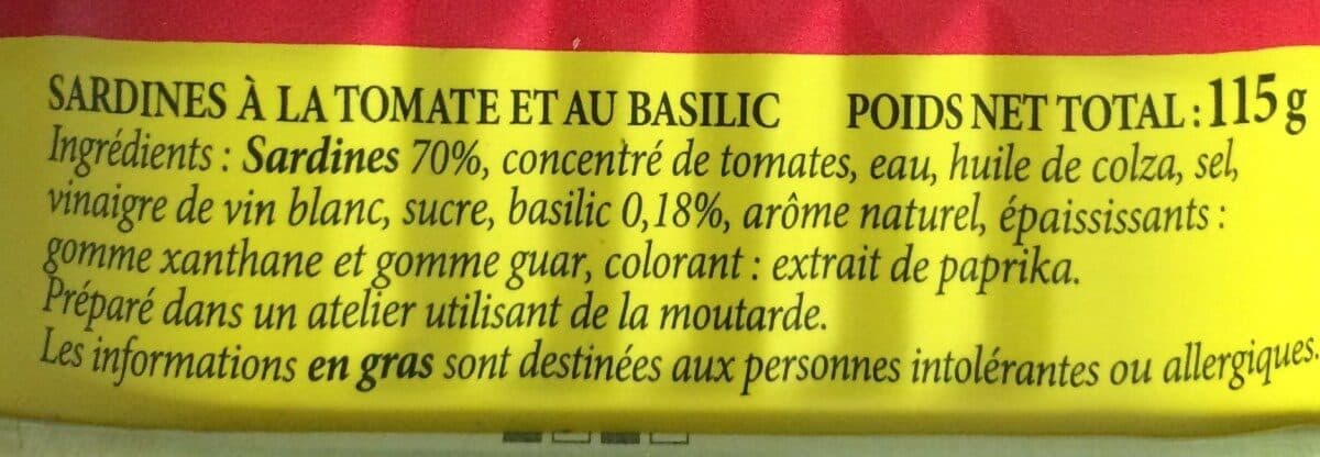Le Trésor des Dieux Sardines Tomates - Basilic packshot