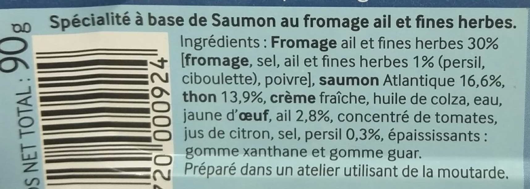 Le Trésor des Dieux Les Tartinables Saumon au fromage Ail & Fines herbes packshot