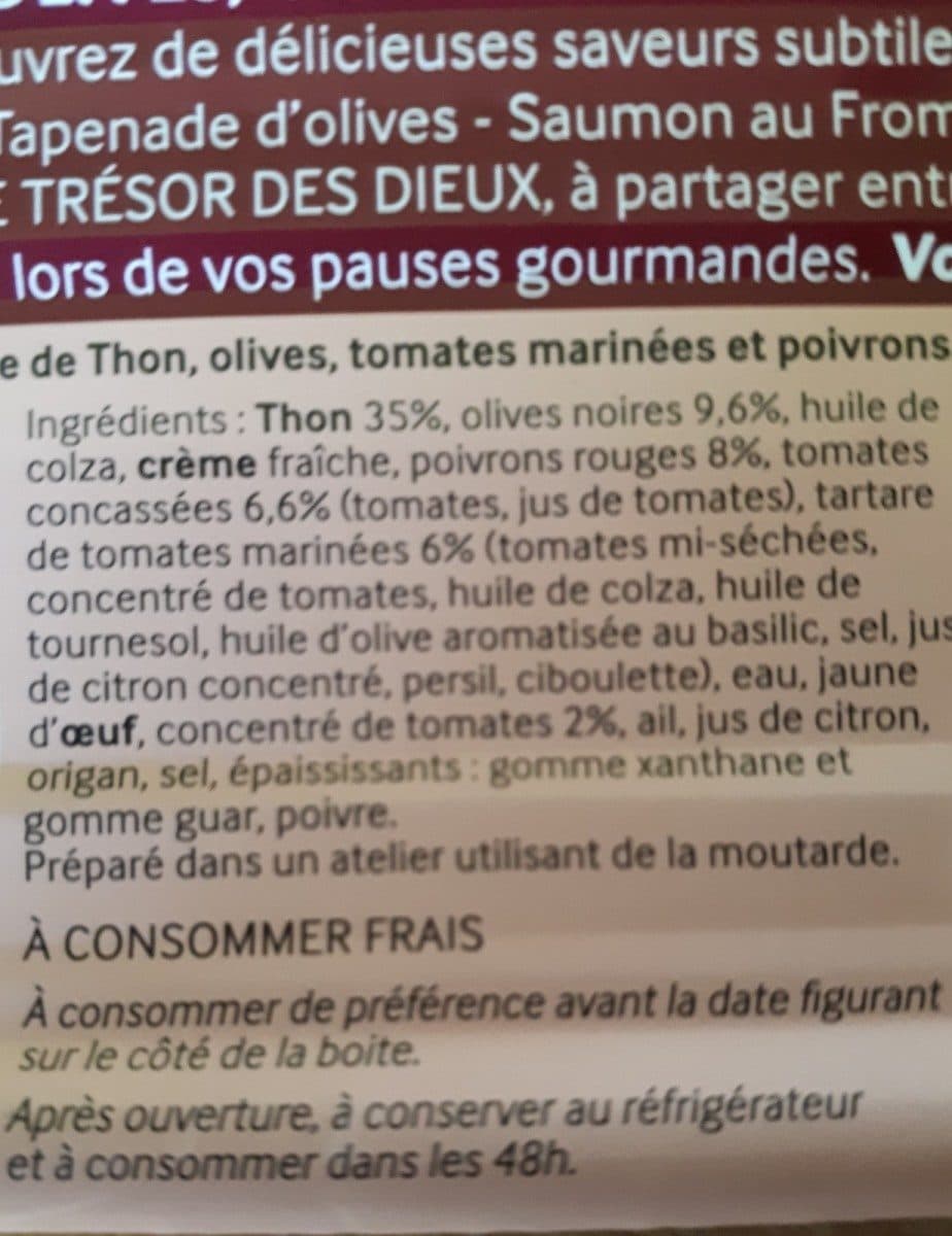 Le Trésor des Dieux Les Dieux tartinables thon olives tomates poivrons packshot