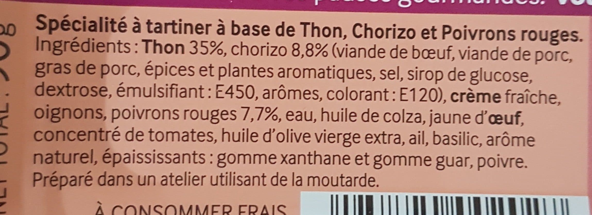 Le Trésor des Dieux Les Dieux tartinables thon chorizo poivrons rouges packshot