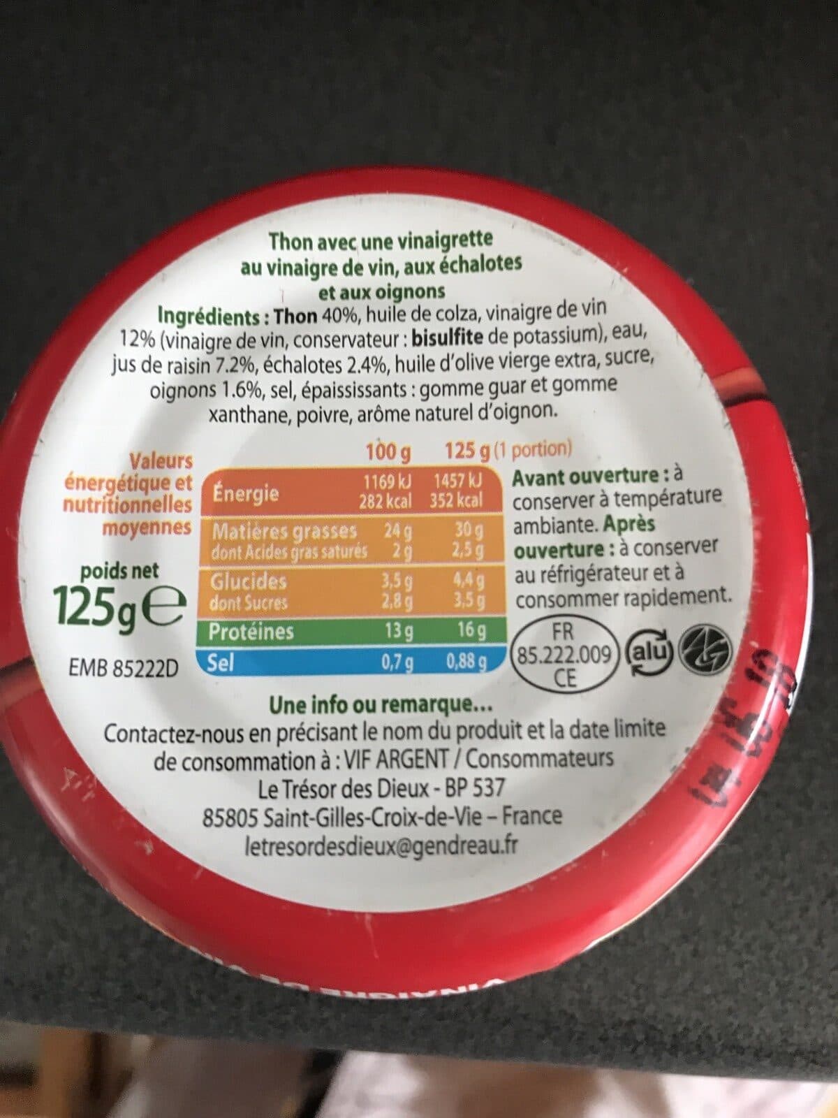 Le Trésor des Dieux Thon vinaigrette packshot