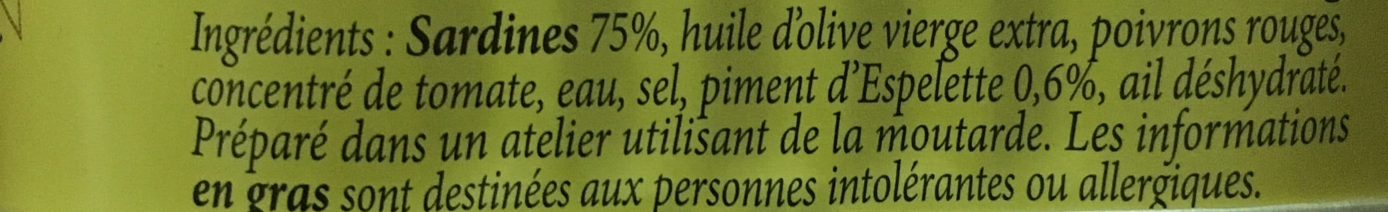 Le tresor des dieux Sardines Piment d'espelette Huile d'olive packshot