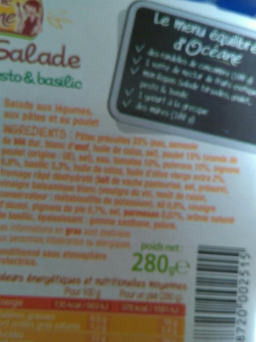 La Cuisine d'Océane Mon repas salade torsades poulet pesto et basilic LA CUISINE packshot