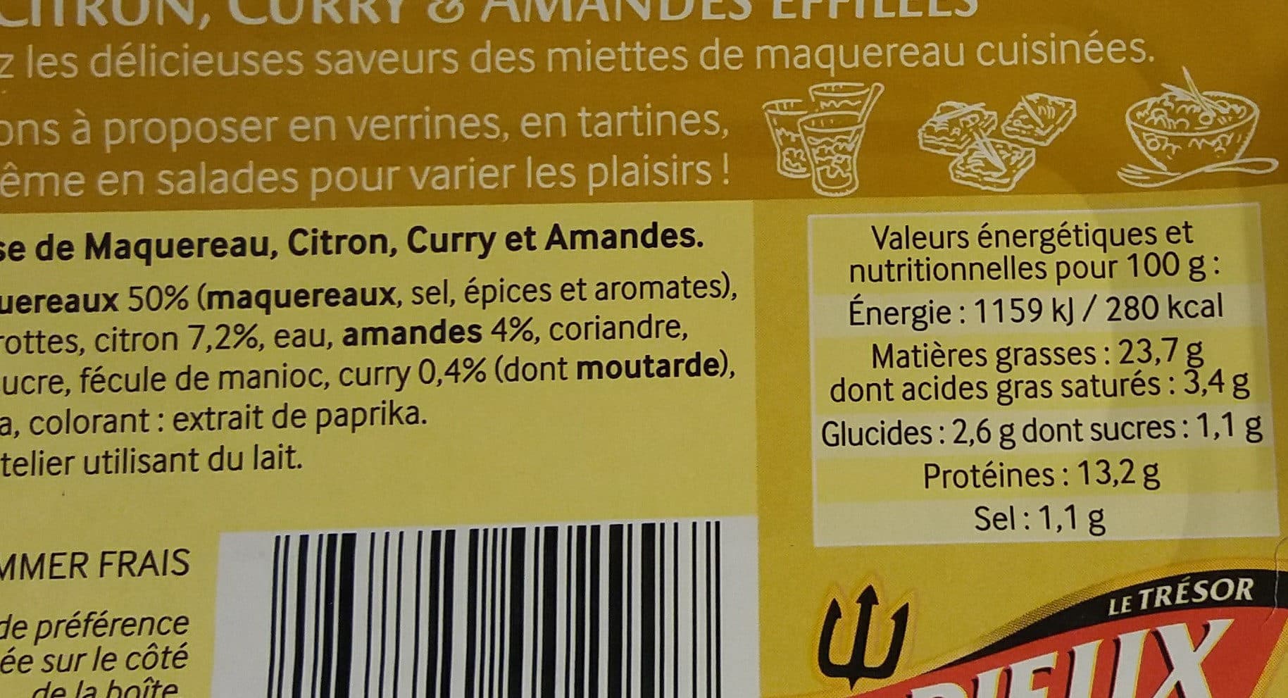 Le Tresor Des Dieux Emietté de maquereaux citron curry amandes grillées LES DIEUX packshot
