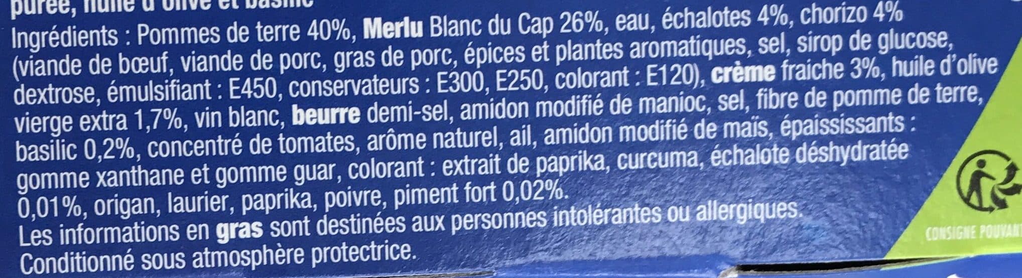 La Cuisine d'Océane Merlu blanc du Cap au Chorizo, purée, huile d'olive et basilic packshot