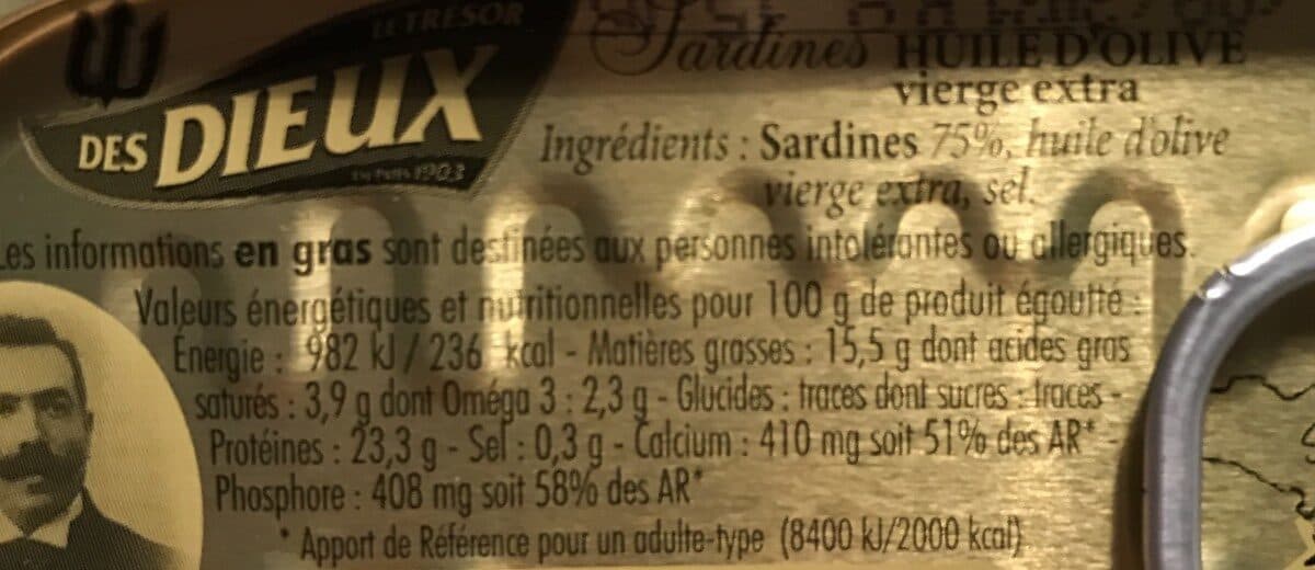Le Trésor des Dieux Sardine Nature Huile Olive packshot