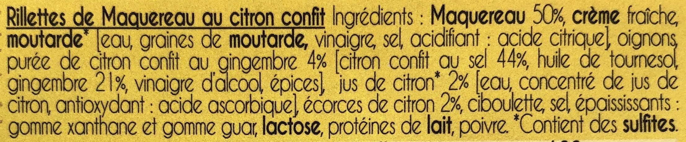 Le Tresor des Dieux Rillettes de Maquereau Citron Confit packshot