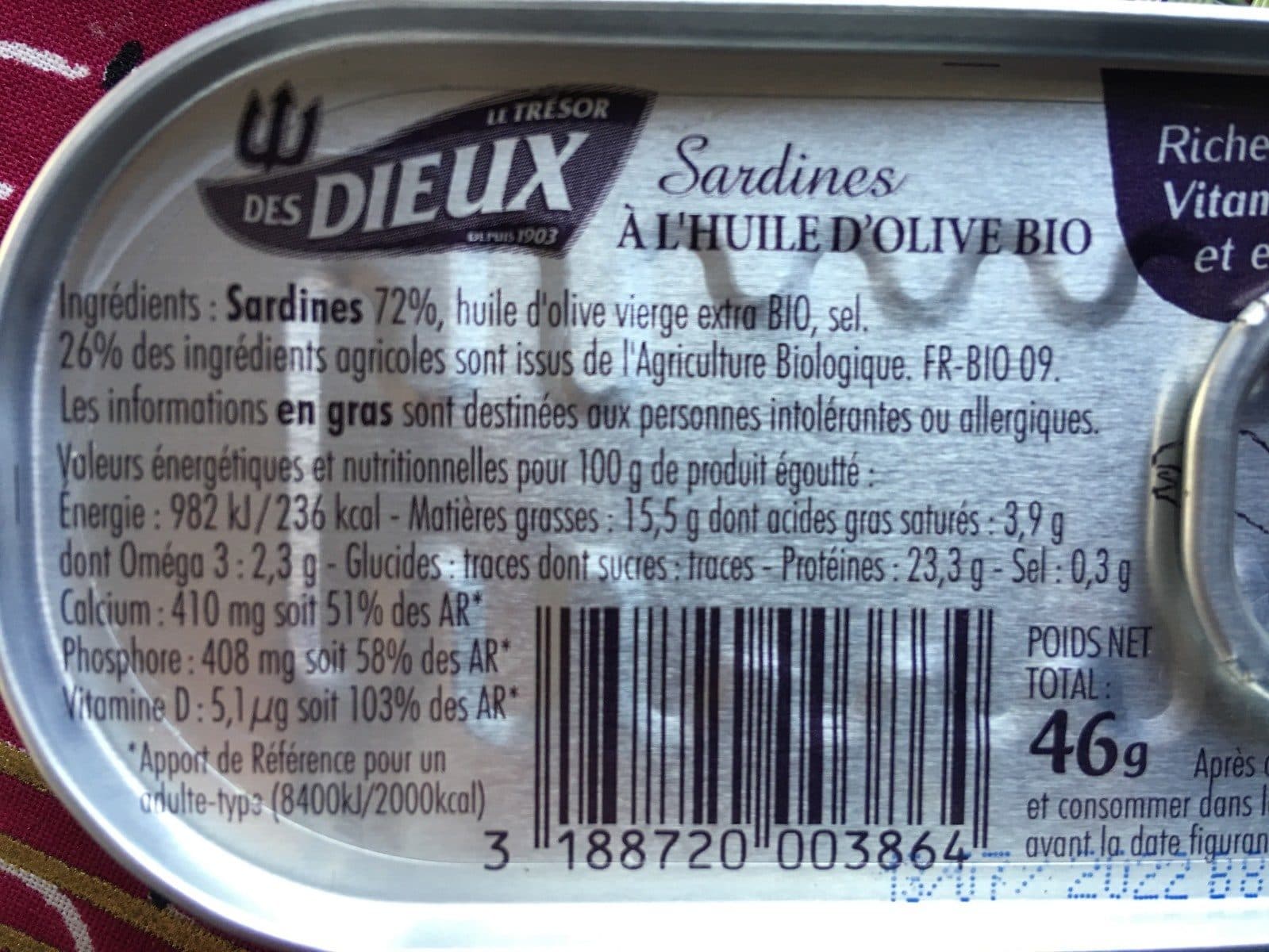 Le Trésor des Dieux Sardines a l'huile d'olive bio packshot
