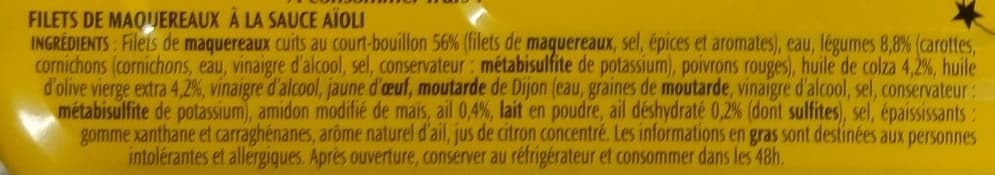 Le Trésor des Dieux Filets de maquereaux Aïoli packshot