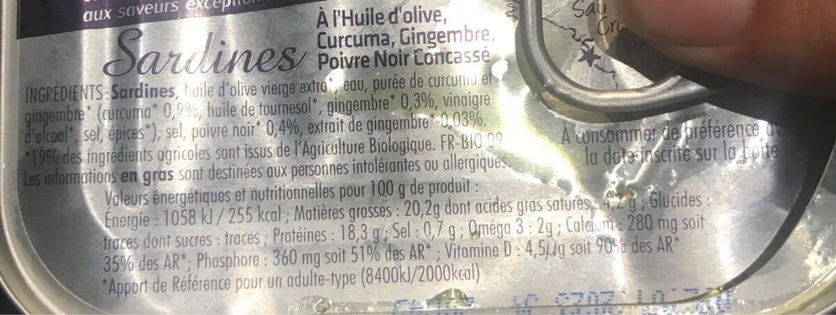 Le trésor des dieux 1/6 sardines detox curcuma poivre gingembre packshot