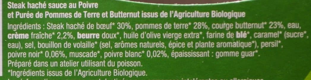 La Cuisine d'Océane Steak Haché, Sauce au Poivre et Purée de Pommes de Terre et Butternut Bio packshot