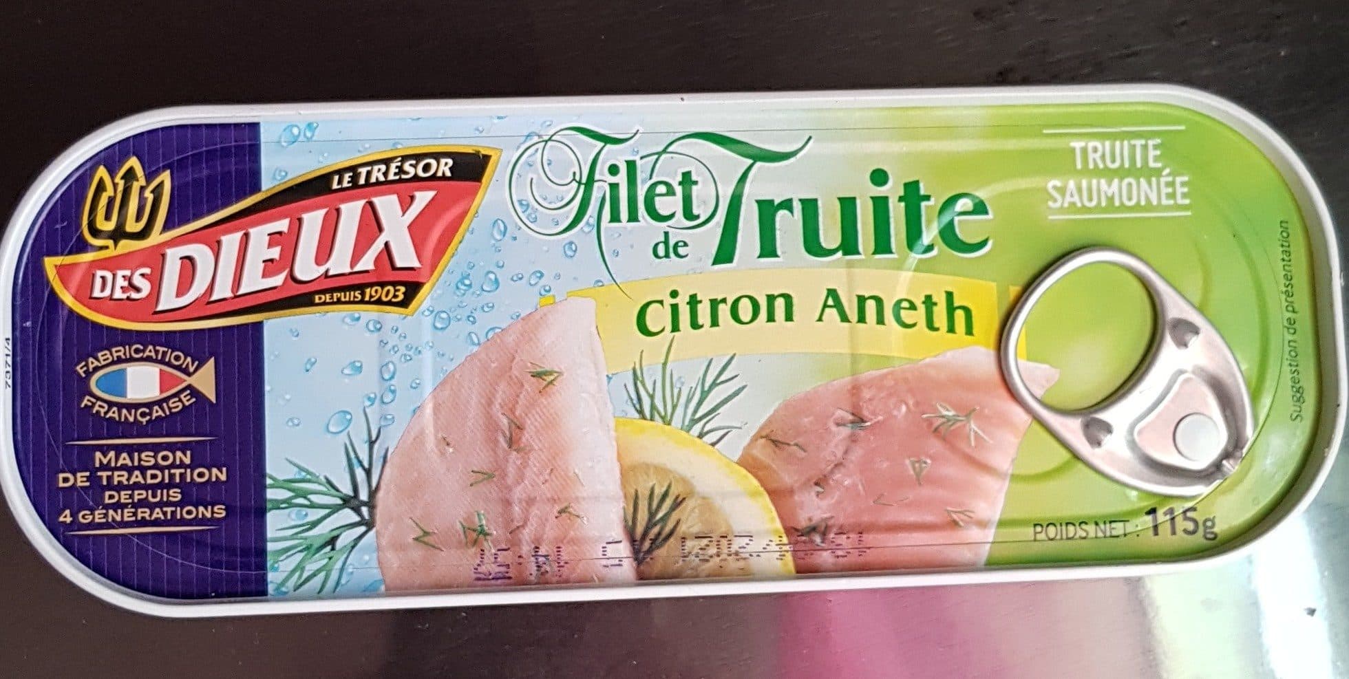 Le trésor des dieux Filet de truite Citron Aneth packshot