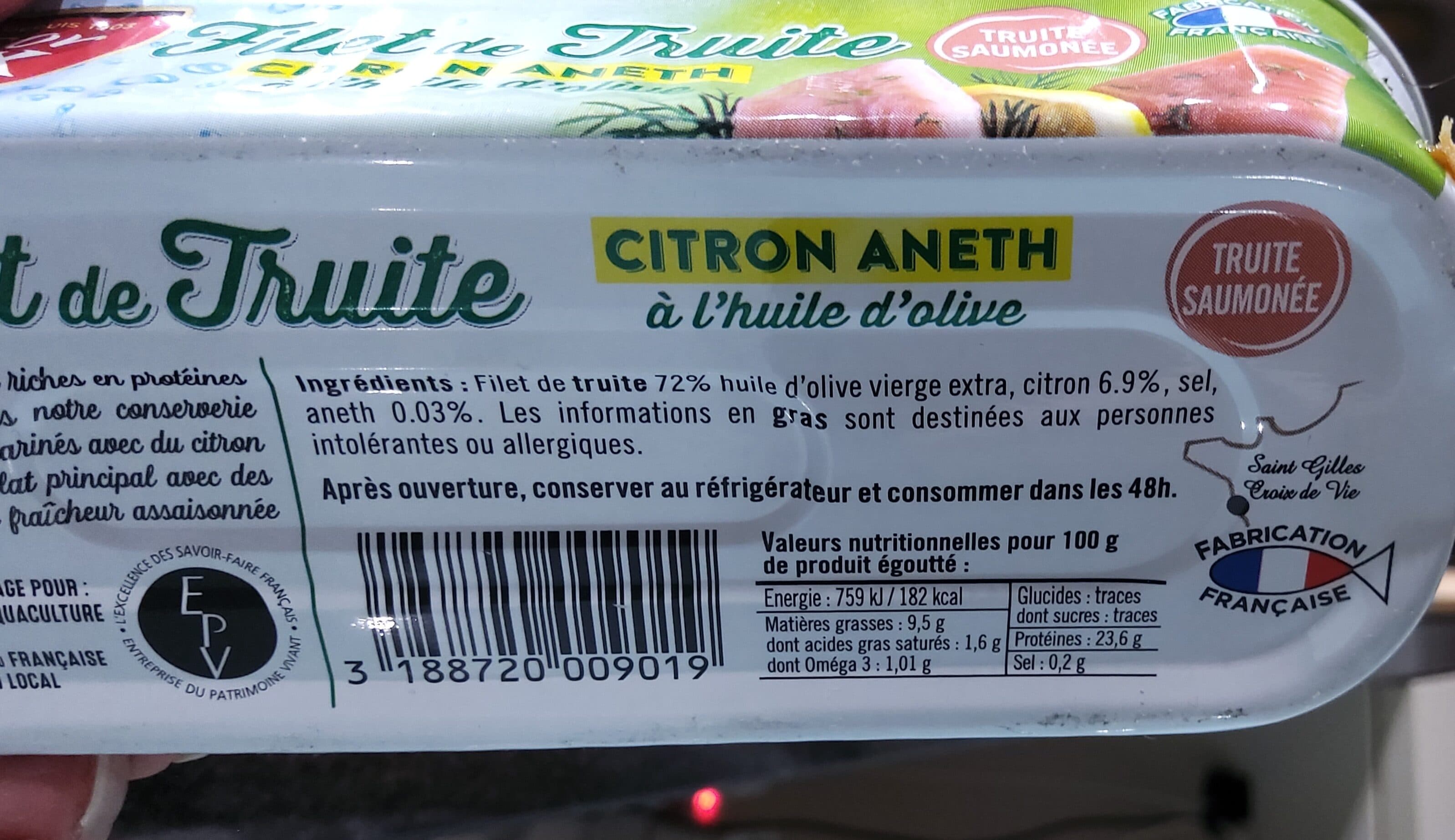 Le trésor des dieux Filet de truite Citron Aneth packshot