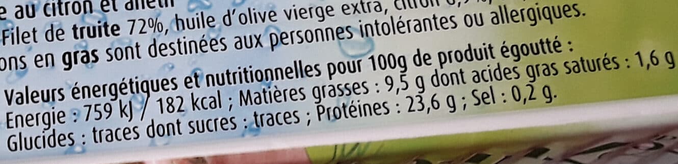 Le trésor des dieux Filet de truite Citron Aneth packshot