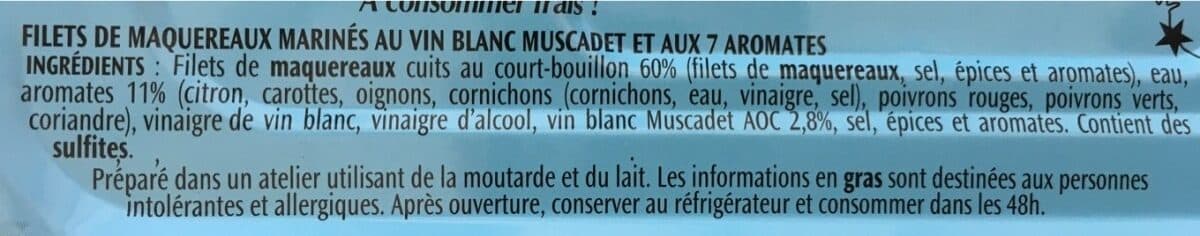 le trésor des dieux Filets de maquereaux muscadet et 7 aromates packshot