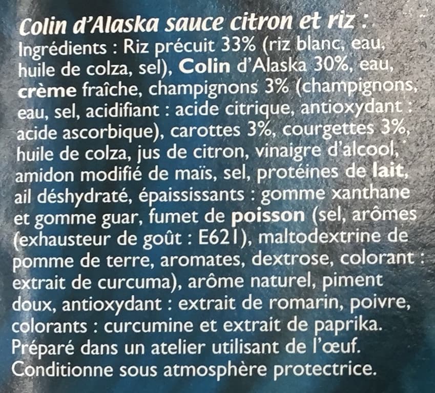 Les Plats Express' Colin d'Alaska sauce Citron et Riz packshot