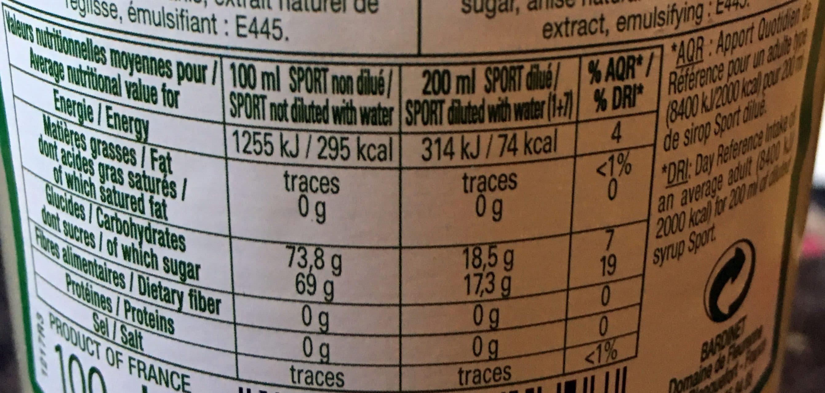 Sirop Sport Anisade packshot