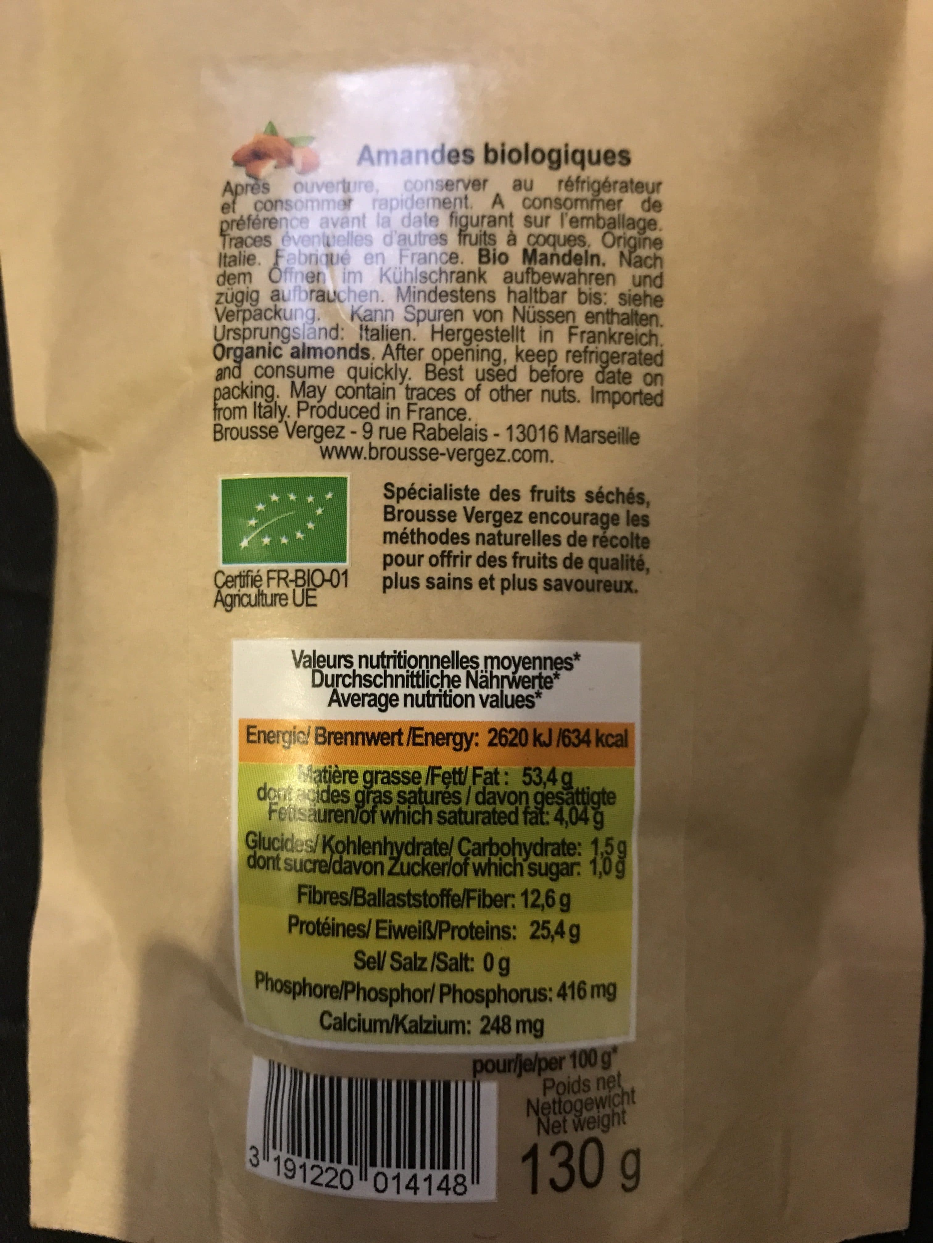 Brousse Vergez Amandes biologiques packshot