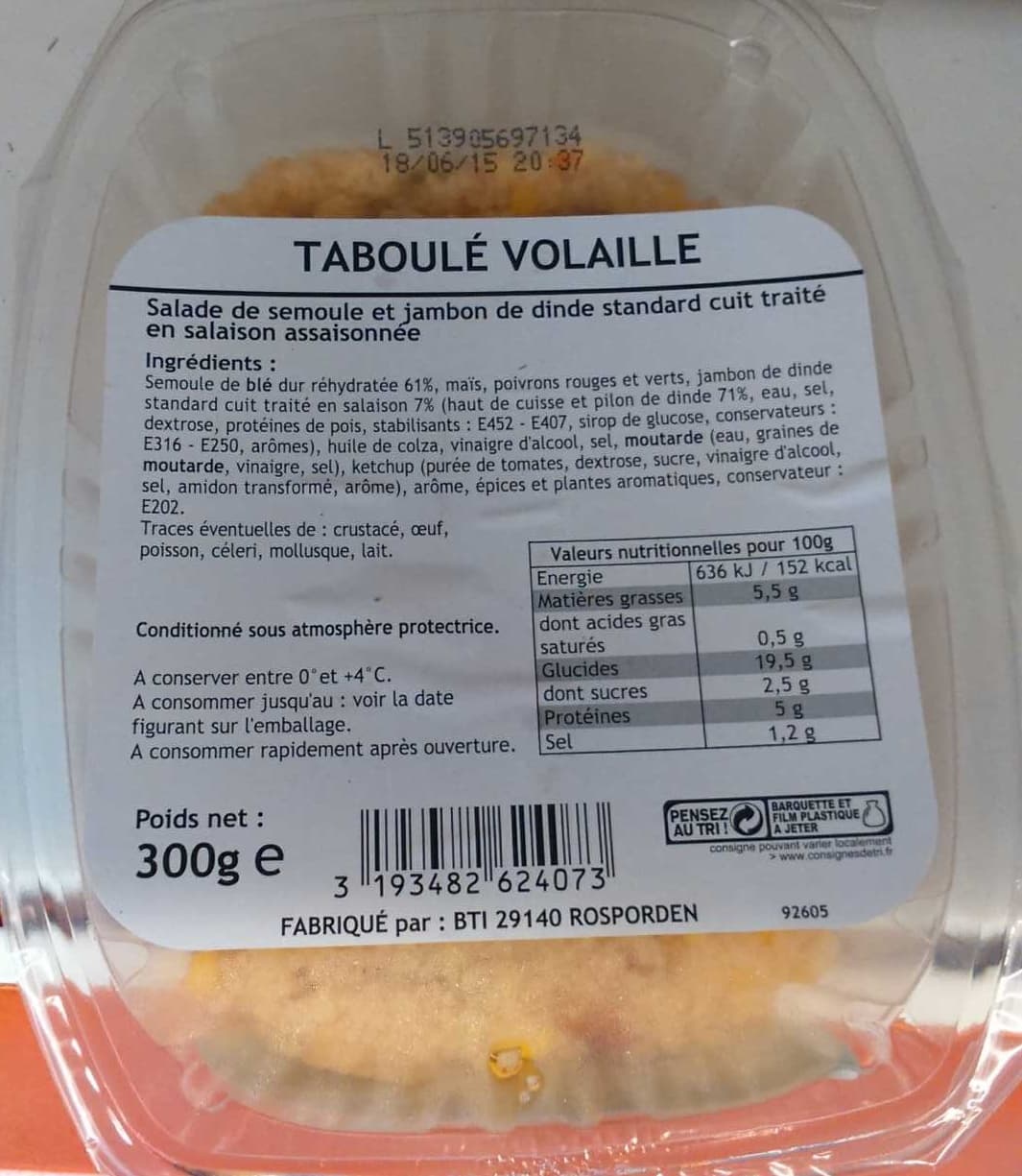 BTI Taboulé volaille packshot